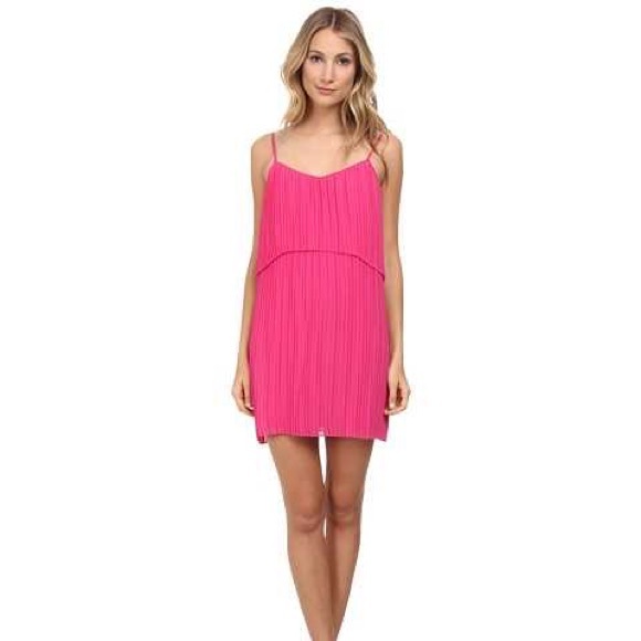 hot pink pleated dress